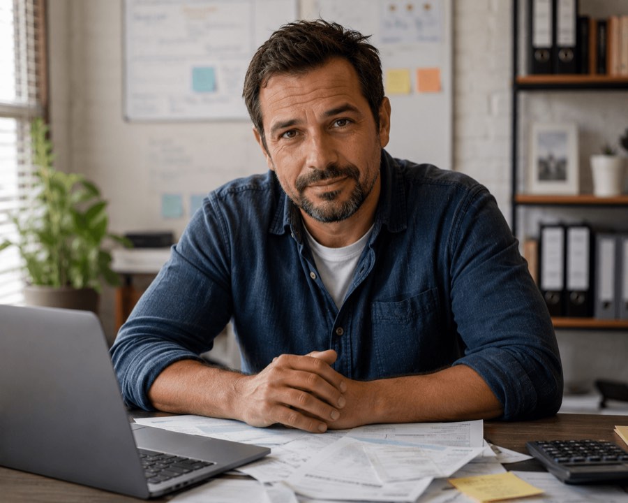 Business owner reviewing options